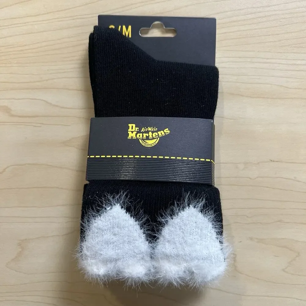 Dr Martens Women’s Size Small Medium HEART SOCK BLACK-WHITE COTTON BLEND New